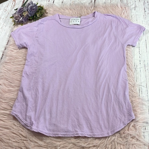 NWT Jumper 1234 SHORT SLEEVE CREW SLUB T-SHIRT Pansy - Picture 1 of 9